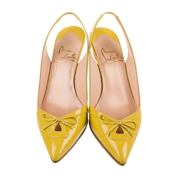 ❤️Christian Louboutin Patent Leather Bow Slingback Pumps❤️ - Picture 3 of 5